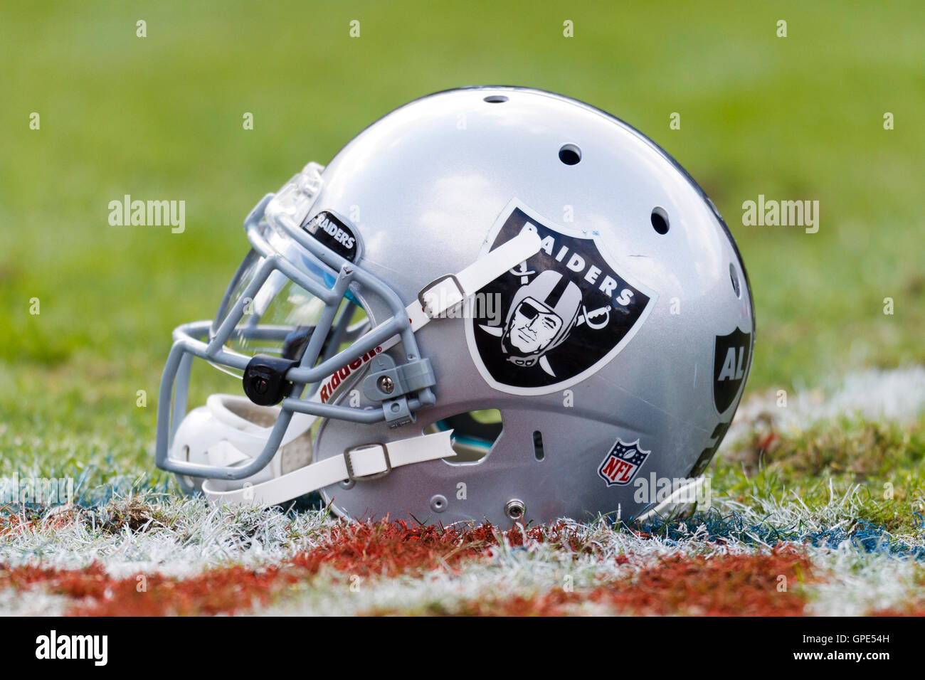 Nov 6, 2011; Oakland, CA, USA; Detailed view of an Oakland Raiders