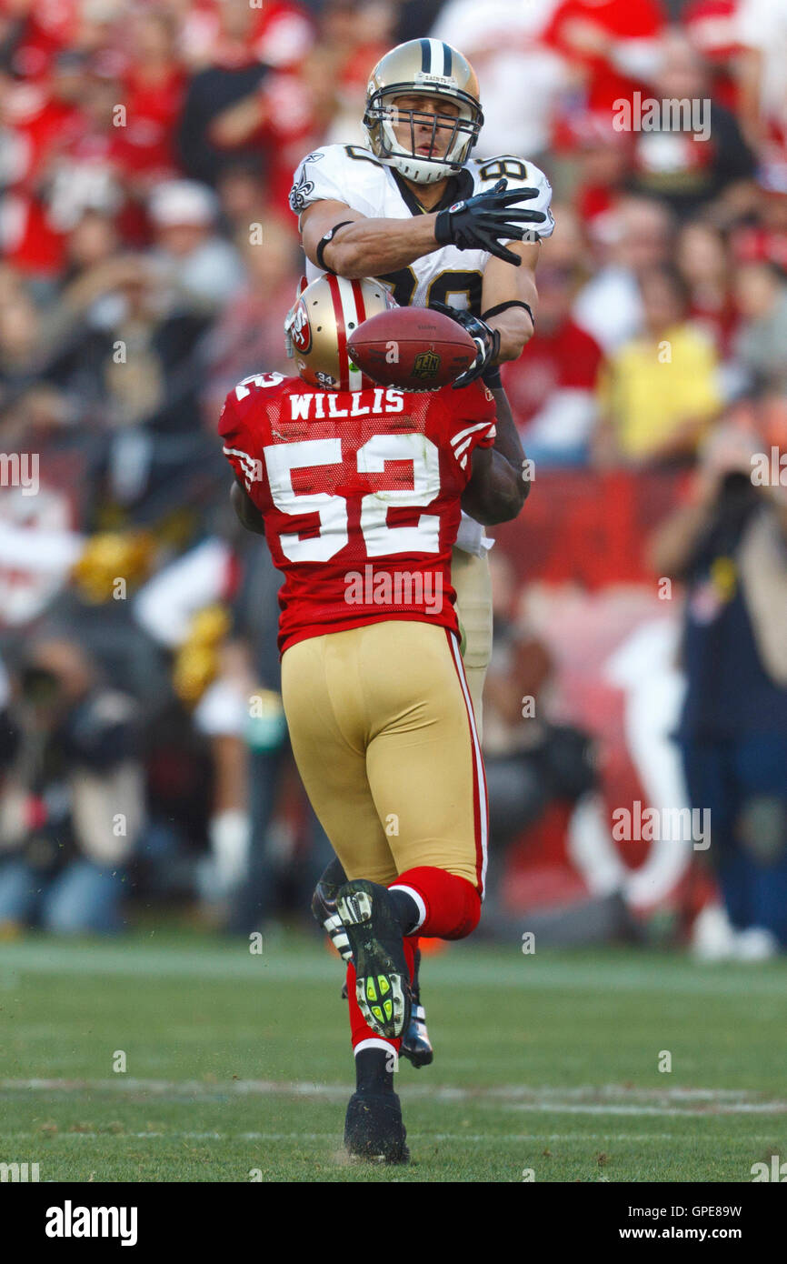 San Francisco 49ers inside linebacker Patrick Willis (52) is introduced  during the San Francisco 49ers home opener against the Green Bay Packers at  Candlestick Park in San Francisco, California, on Sunday, September