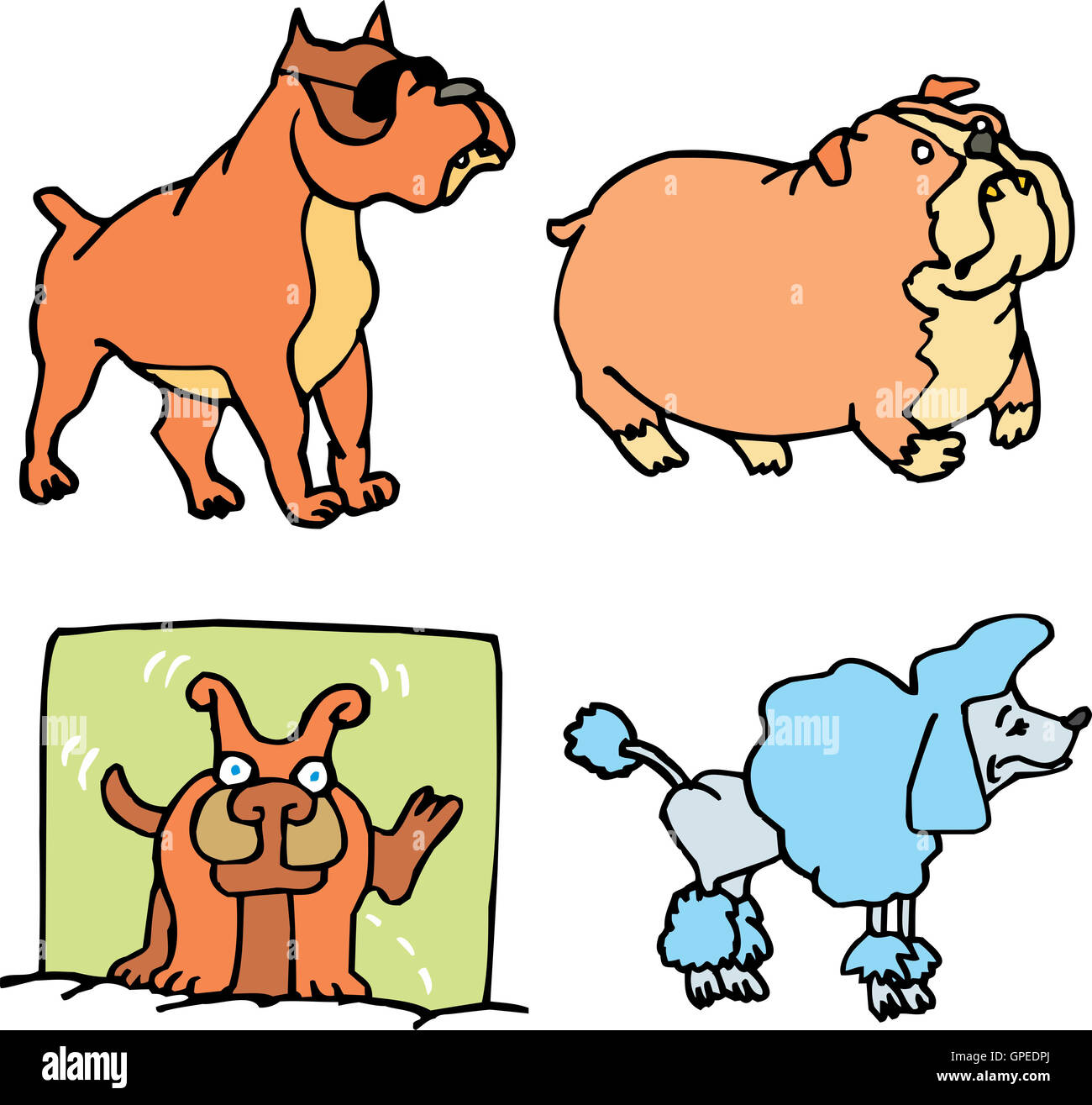 Set of cartoon funny dogs. Vector cartoon illustrations Stock Photo - Alamy