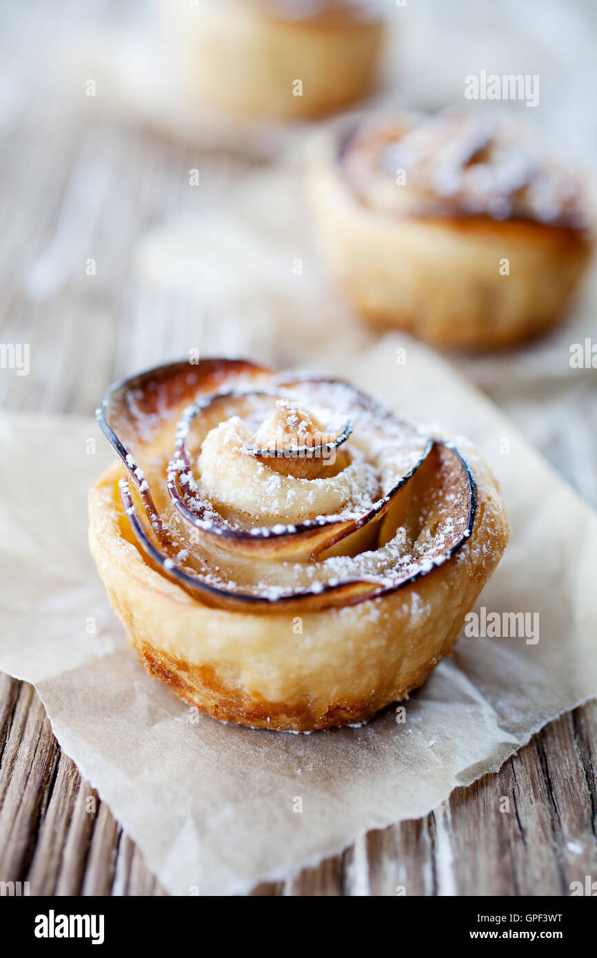 Delicious and beautiful apple rose puff pastries Stock Photo Alamy