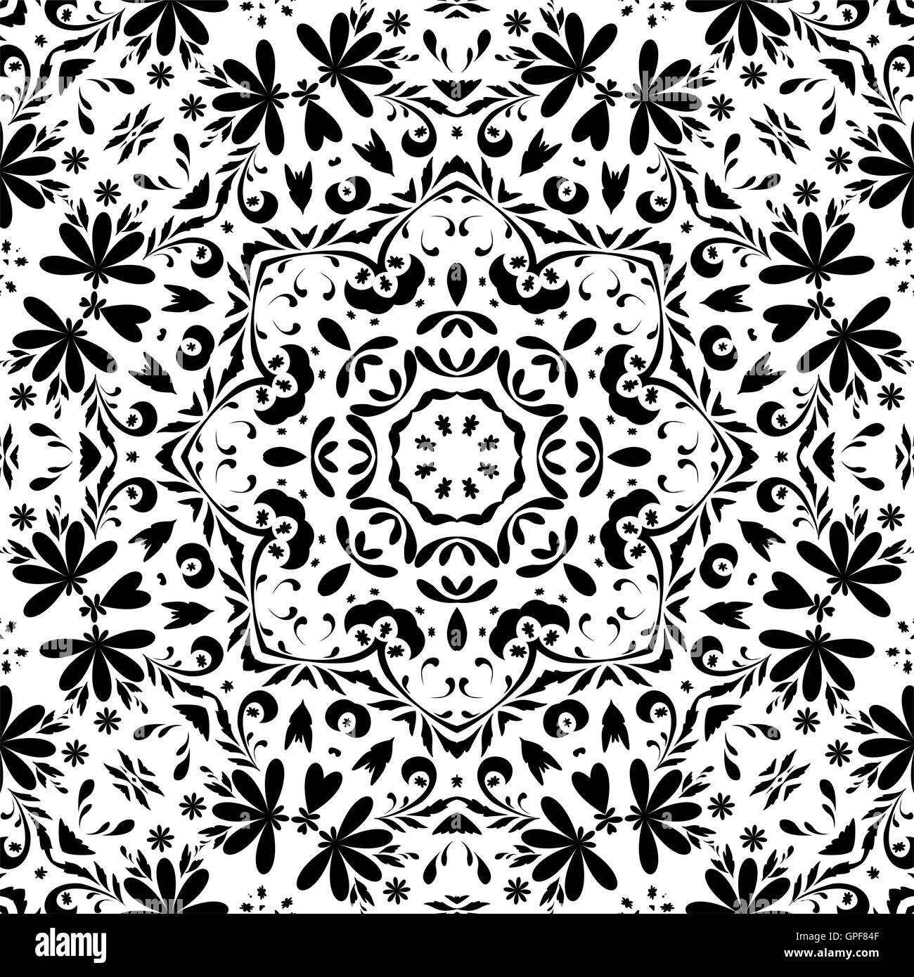 Seamless Outline Floral Pattern Stock Vector Image & Art - Alamy