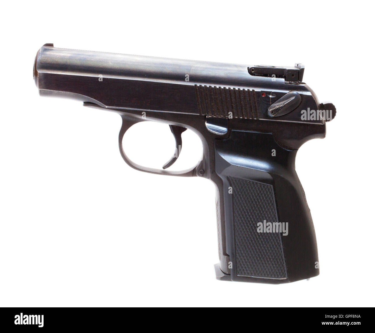 Semi automatic pistol that is isolated on white Stock Photo - Alamy