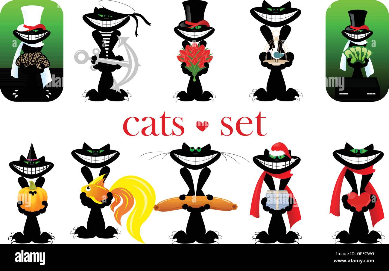 Set Of Cats Vector Isolated Stock Vector Image Art Alamy Set Of Cats Vector Isolated Stock Vector Image Art Alamy