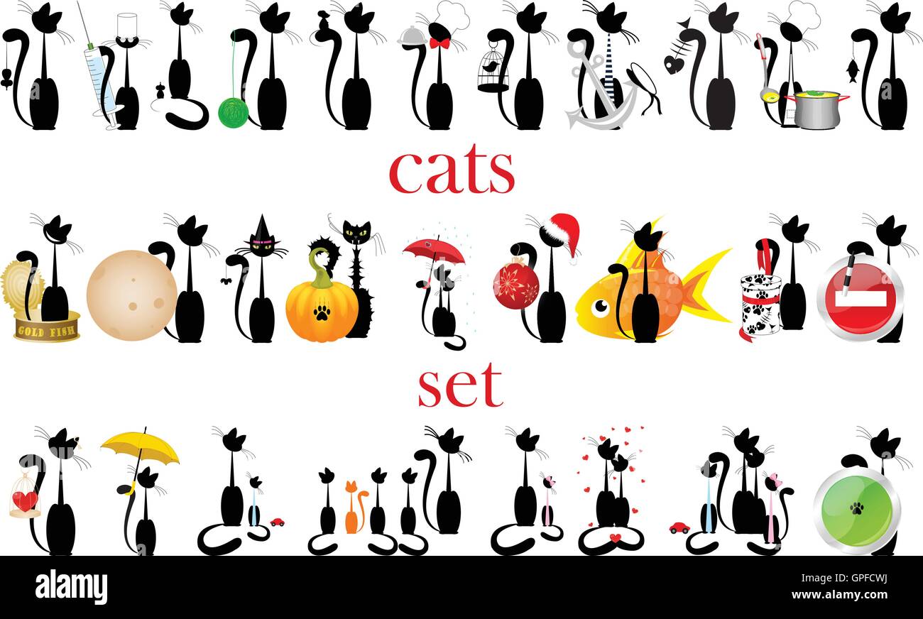 Set Of Cats Vector Isolated Stock Vector Image Art Alamy Set Of Cats Vector Isolated Stock Vector Image Art Alamy