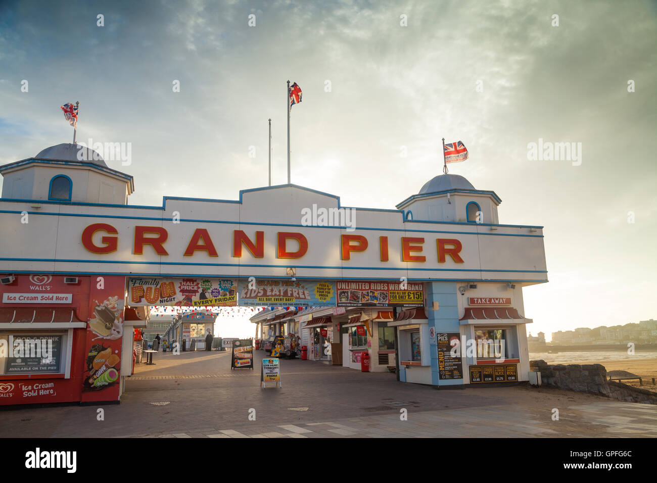 Grand Pier entrance, Weston Super Mare Stock Photo Alamy
