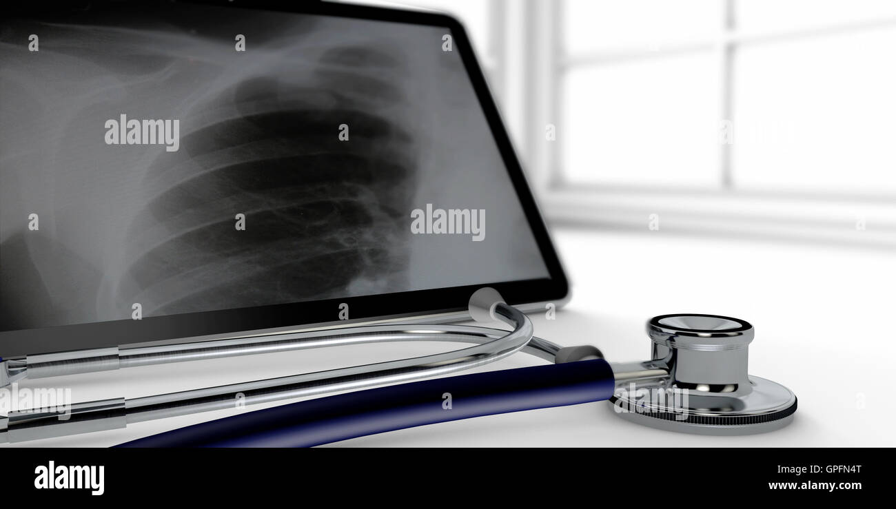 stethoscope with tablet on a white background Stock Photo - Alamy