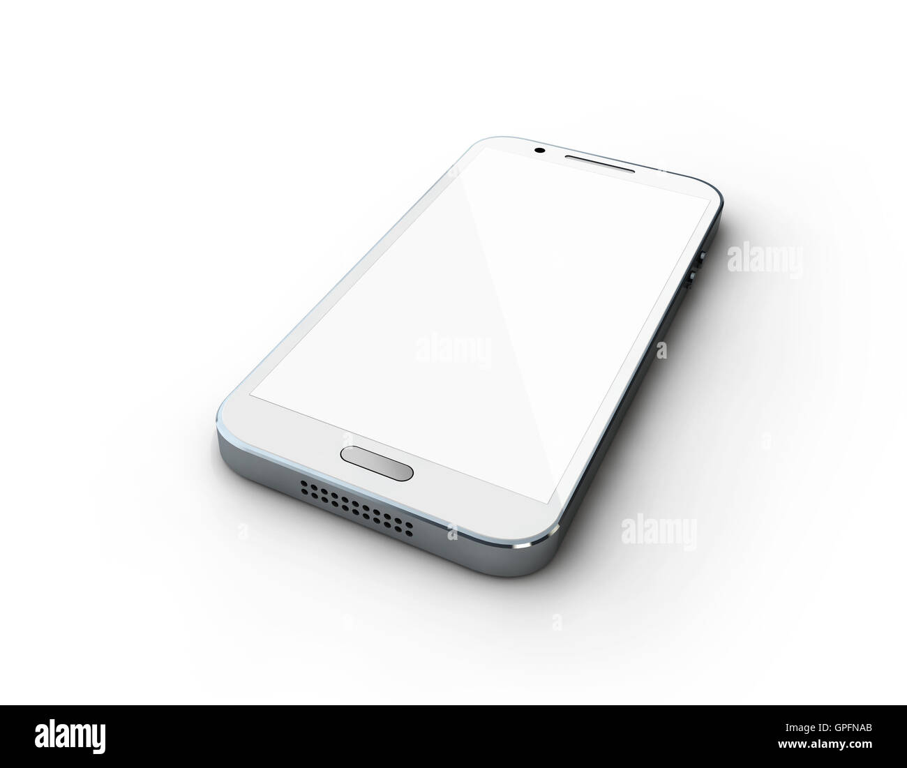 White phone on the white background Stock Photo - Alamy