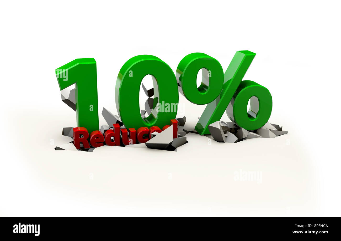 A 10 Precent down on a white background Stock Photo - Alamy