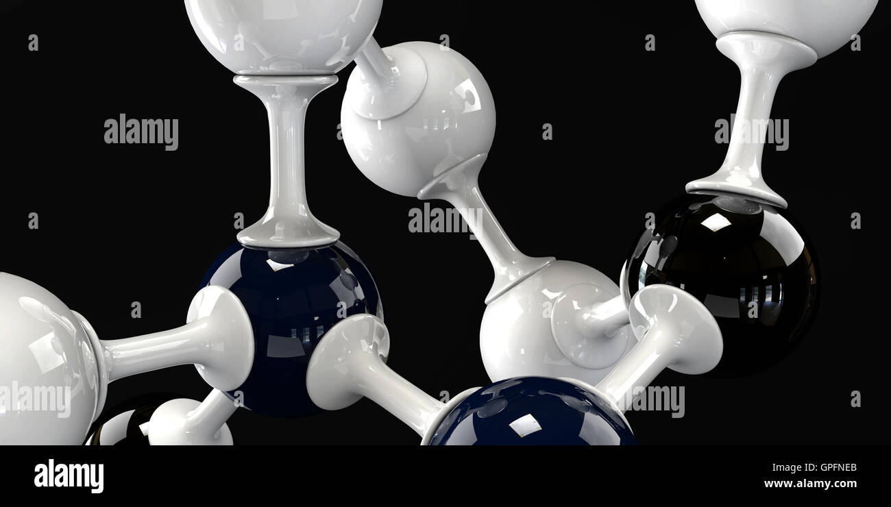 A 3d molecule on a black background Stock Photo - Alamy