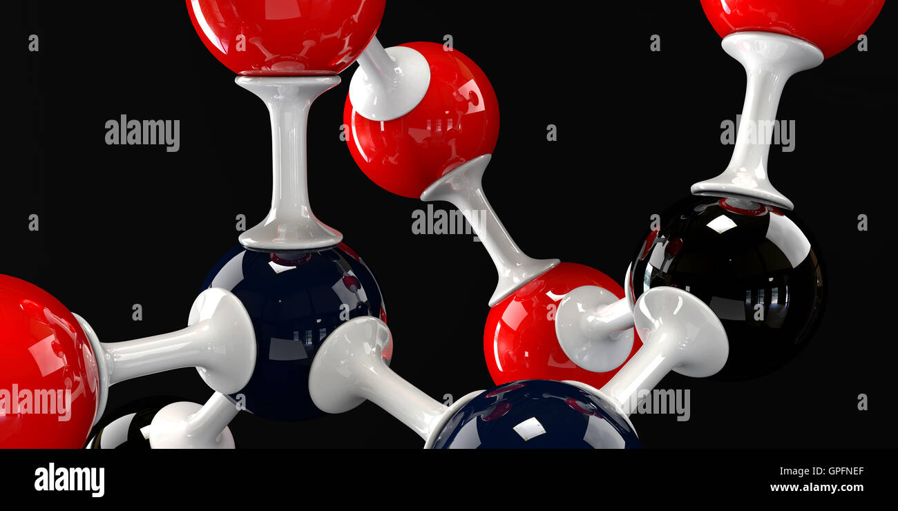 A 3d molecule on a black background Stock Photo - Alamy