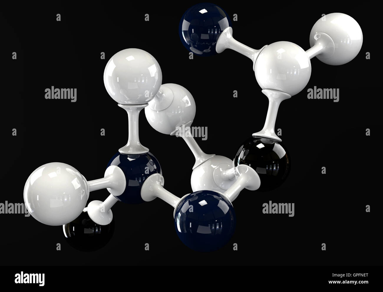 A 3d molecule on a black background Stock Photo - Alamy