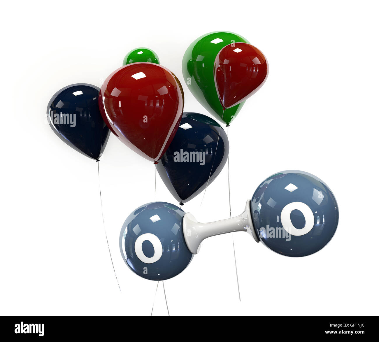 3d illustrator molecule of oxigen on a white background Stock Photo - Alamy
