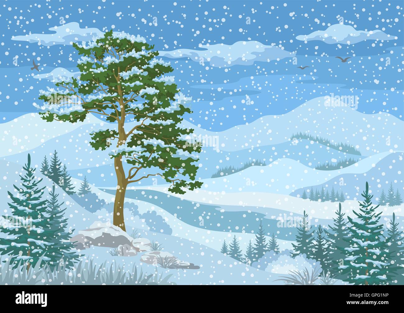 Mountain Winter Landscape Stock Vector Image & Art - Alamy