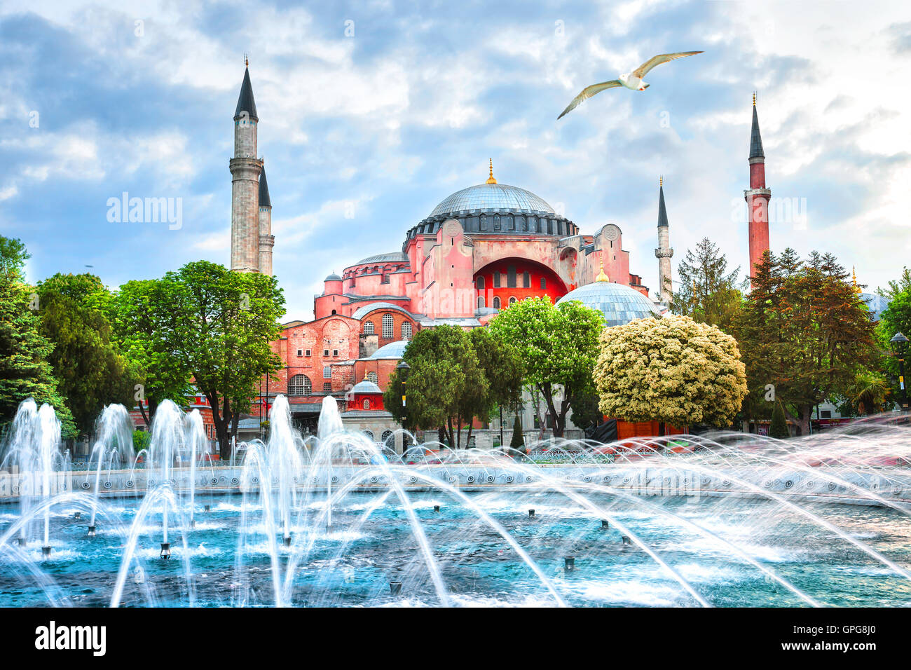 Mosque Hagia Sophia and fountain in Istanbul. Turkey Stock Photo - Alamy