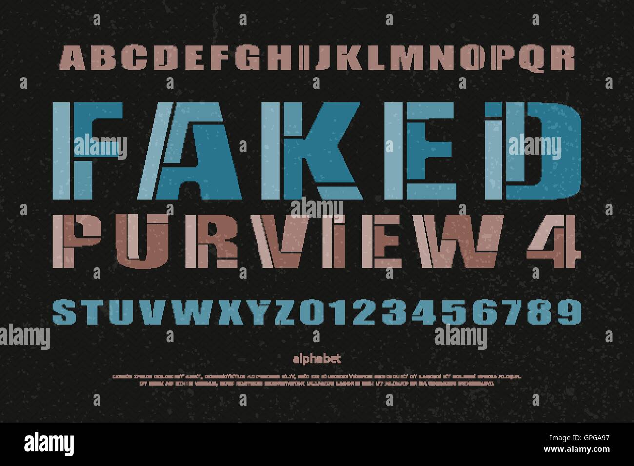 mosaic style alphabet letters and numbers. vector font type design