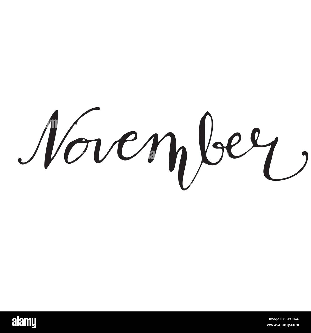 November Hand drawn lettering card Stock Vector Image & Art - Alamy