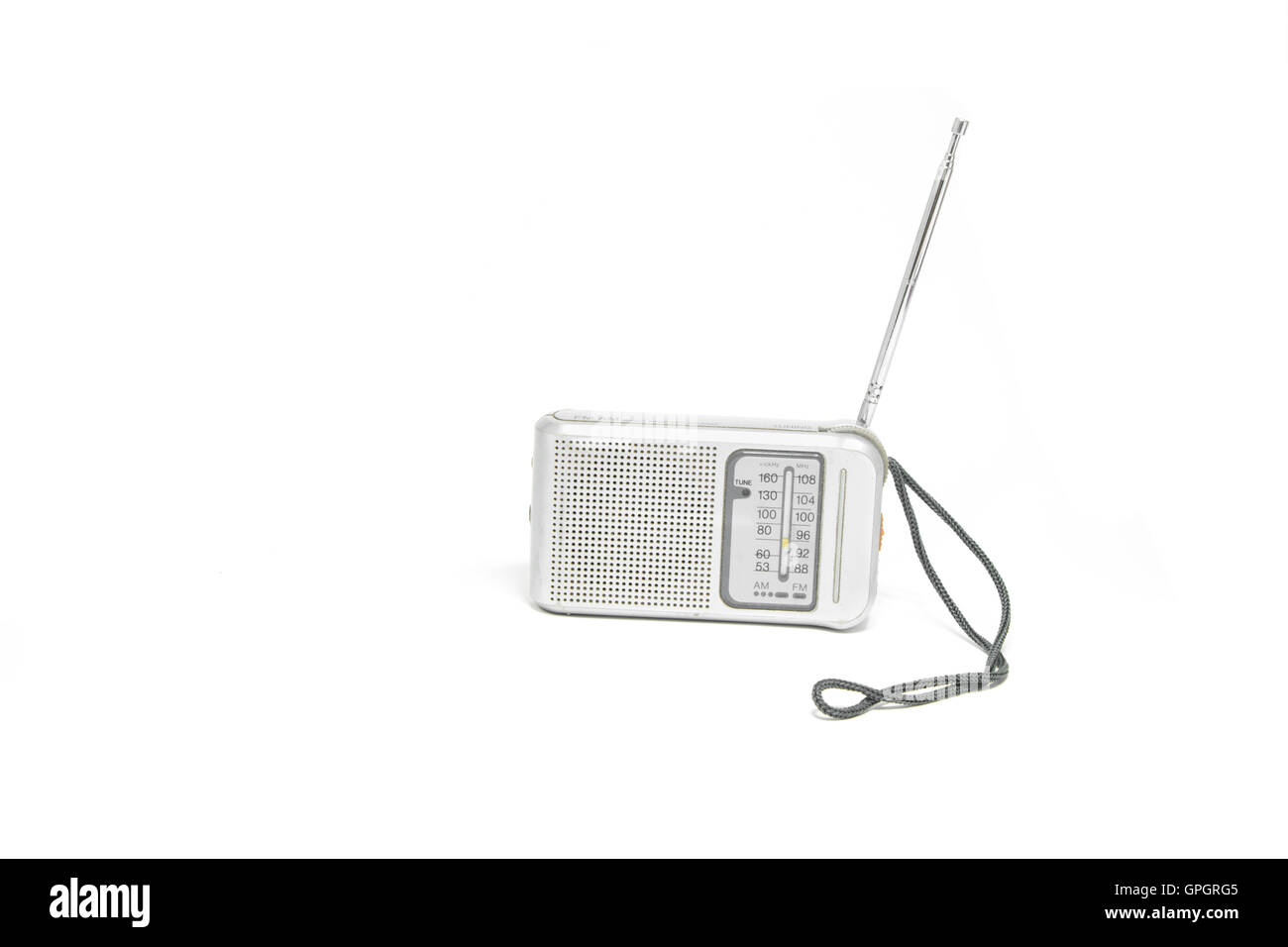Vintage  Transistor Radio Isolated on White Background Stock Photo
