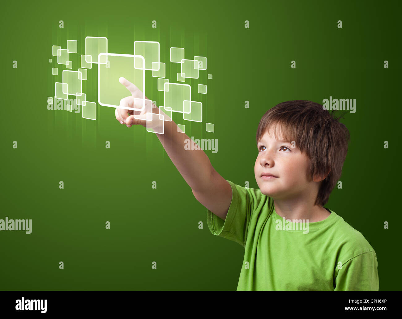 Businessman pressing high tech type of modern buttons Stock Photo - Alamy