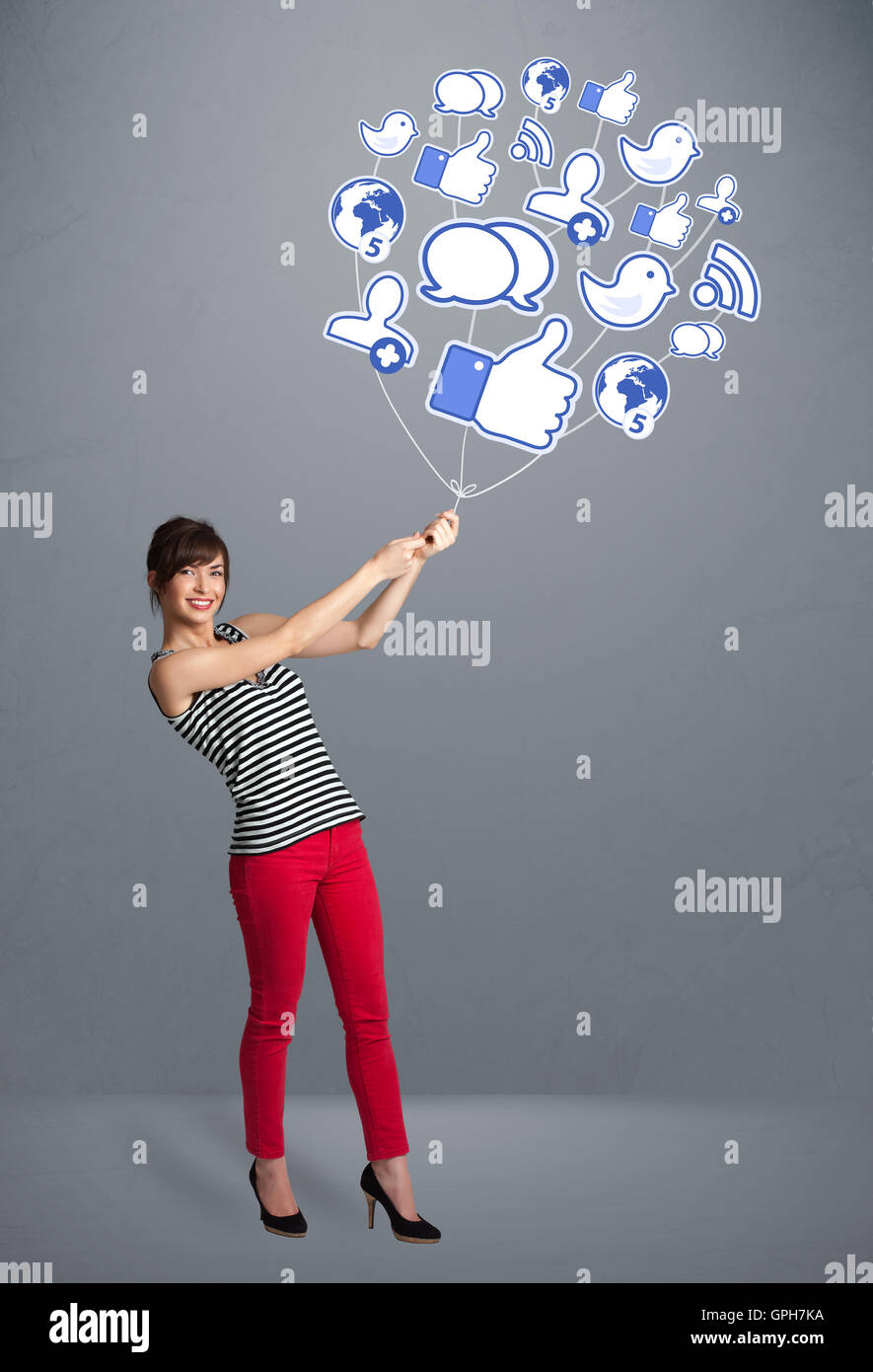 Pretty young woman icon hi-res stock photography and images - Alamy