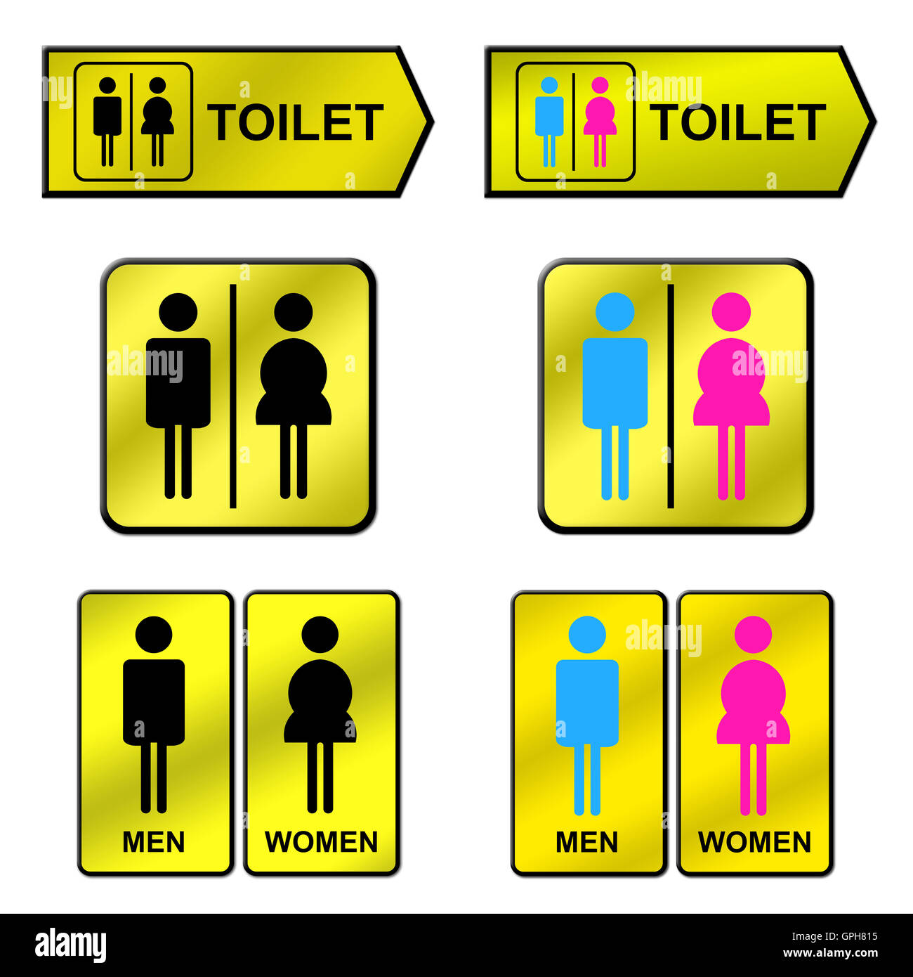 6 golden toilet sign Stock Photo Alamy