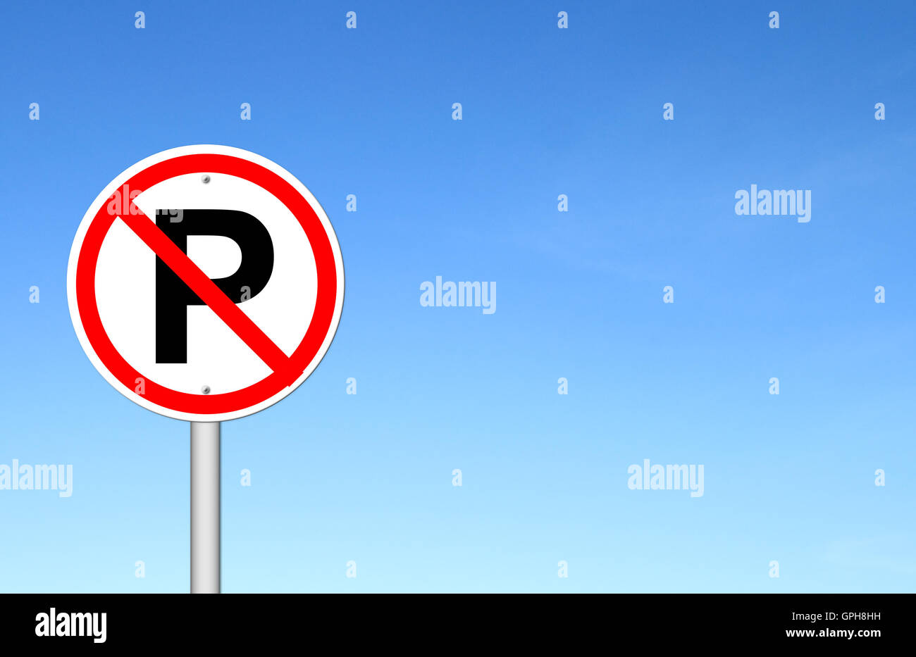 No parking sign over blue sky Stock Photo - Alamy