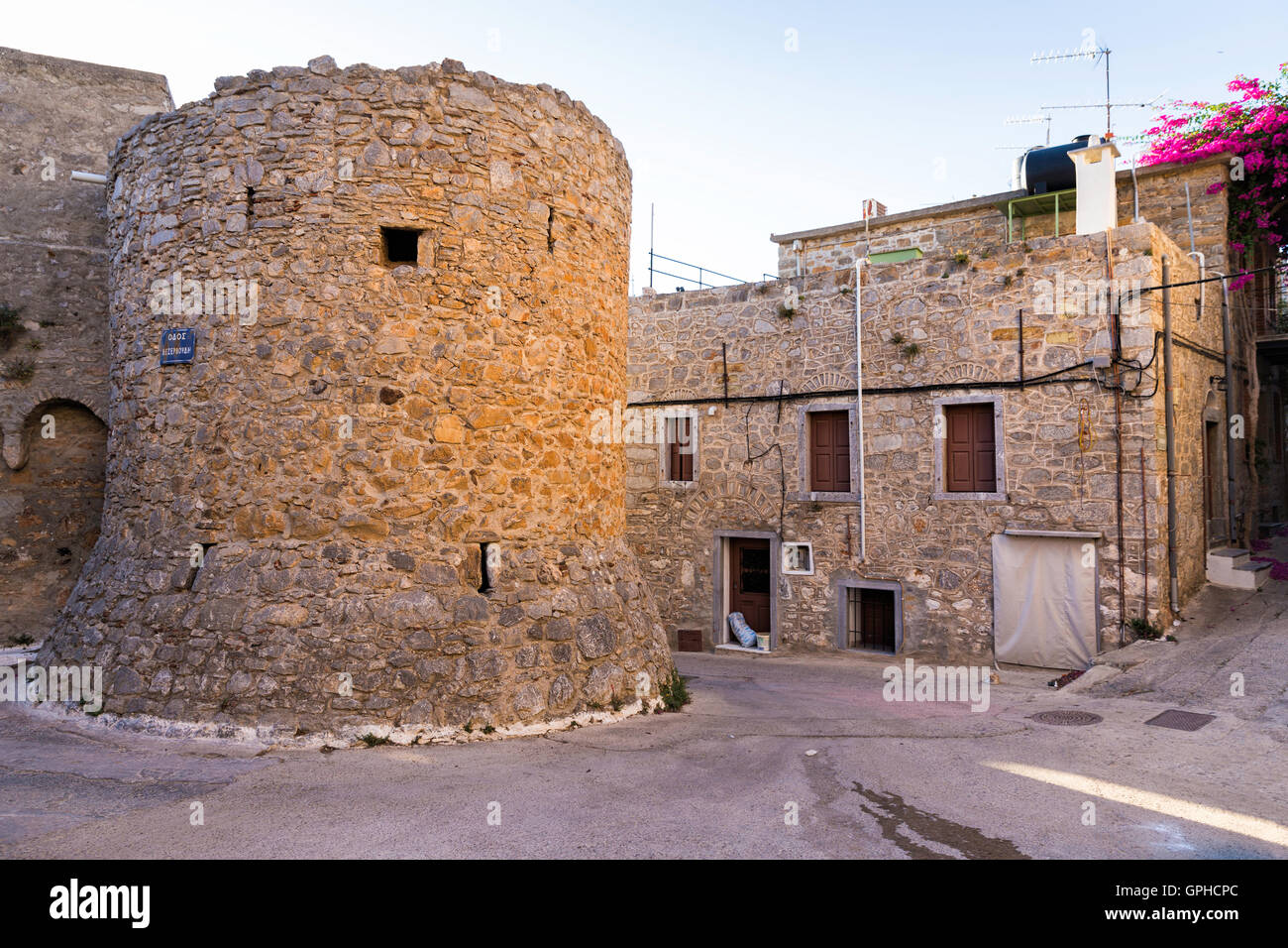 Castle walls in the village of Mesta in Chios Island, Greece Stock Photo Alamy