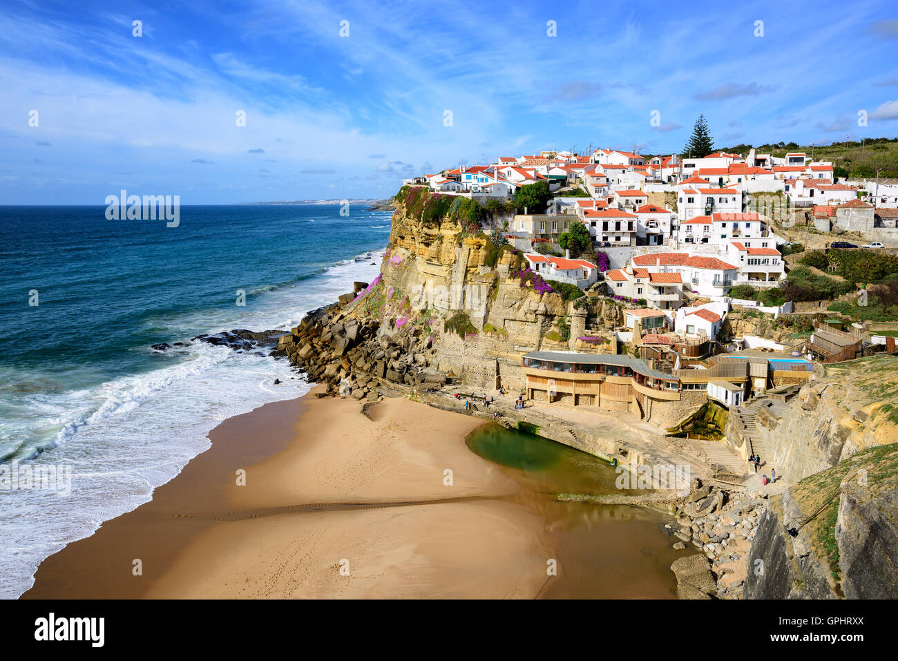 Azenhas do Mar, a little fishermen village on atlantic coast near Cabo da Roca, Portugal Stock Photo