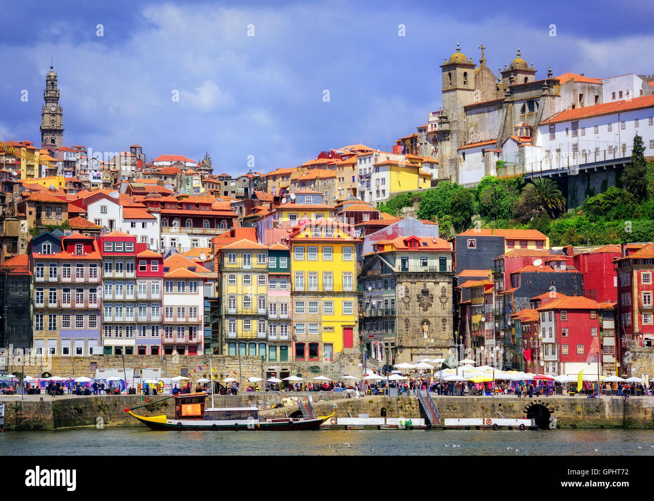 Ribeira, the old town of Porto, Portugal Stock Photo