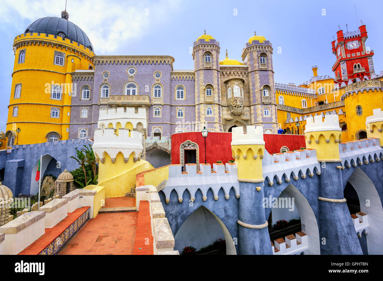 Colorful facade of Pena palace, Sintra, Portugal Stock Photo