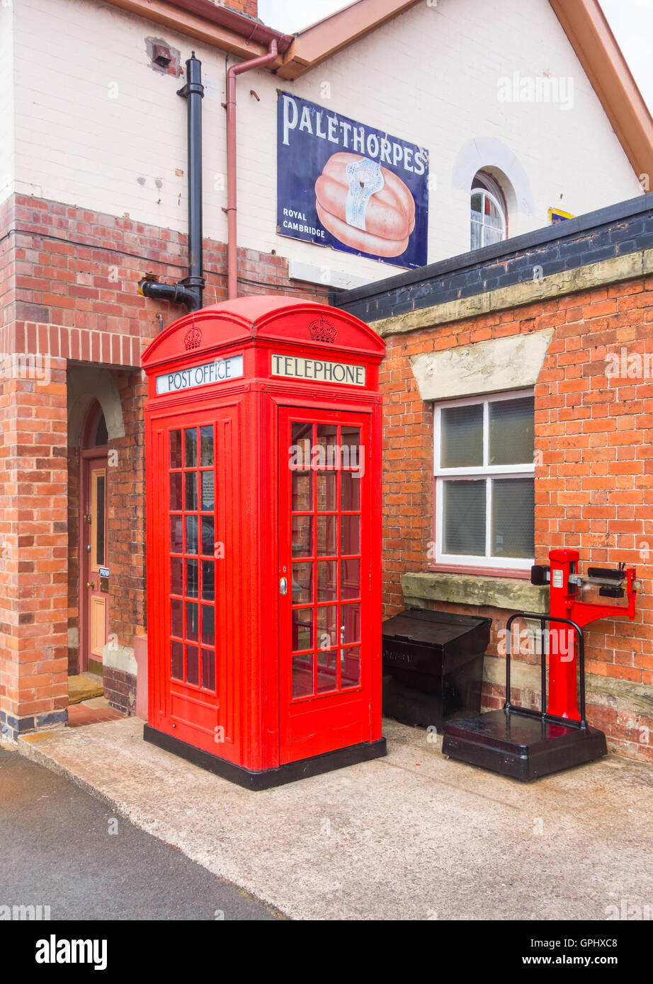 Red Post Office telephone box Severn Valley Railway Bridgnorth UK Stock