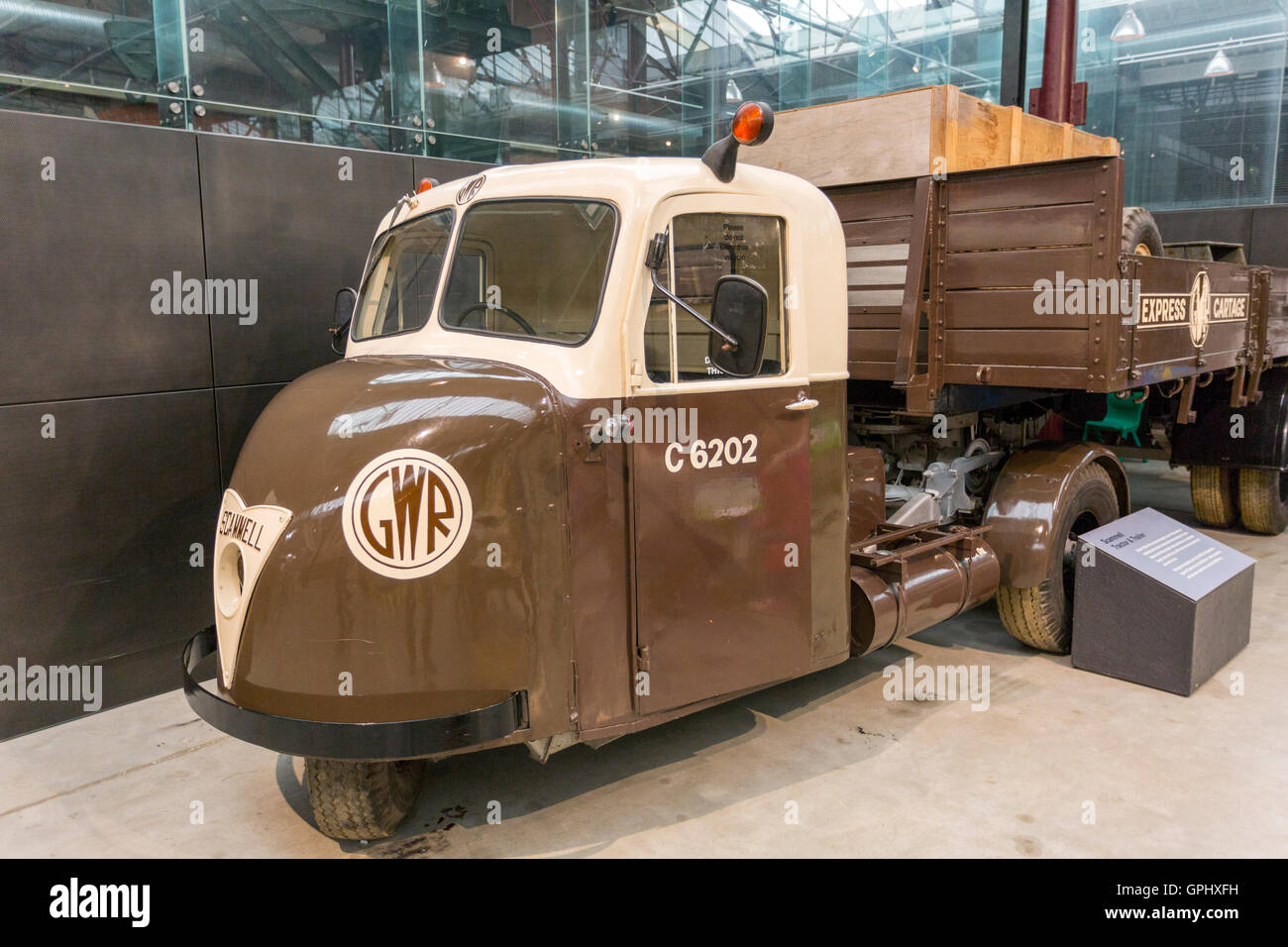 An ex-GWR Scammell parcel delivery van at the Steam Museum, Swindon, Wiltshire, England, UK Stock Photo