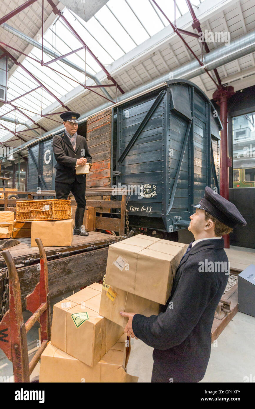 Former GWR parcel handler models at the Steam Museum, Swindon, Wiltshire, England, UK Stock Photo