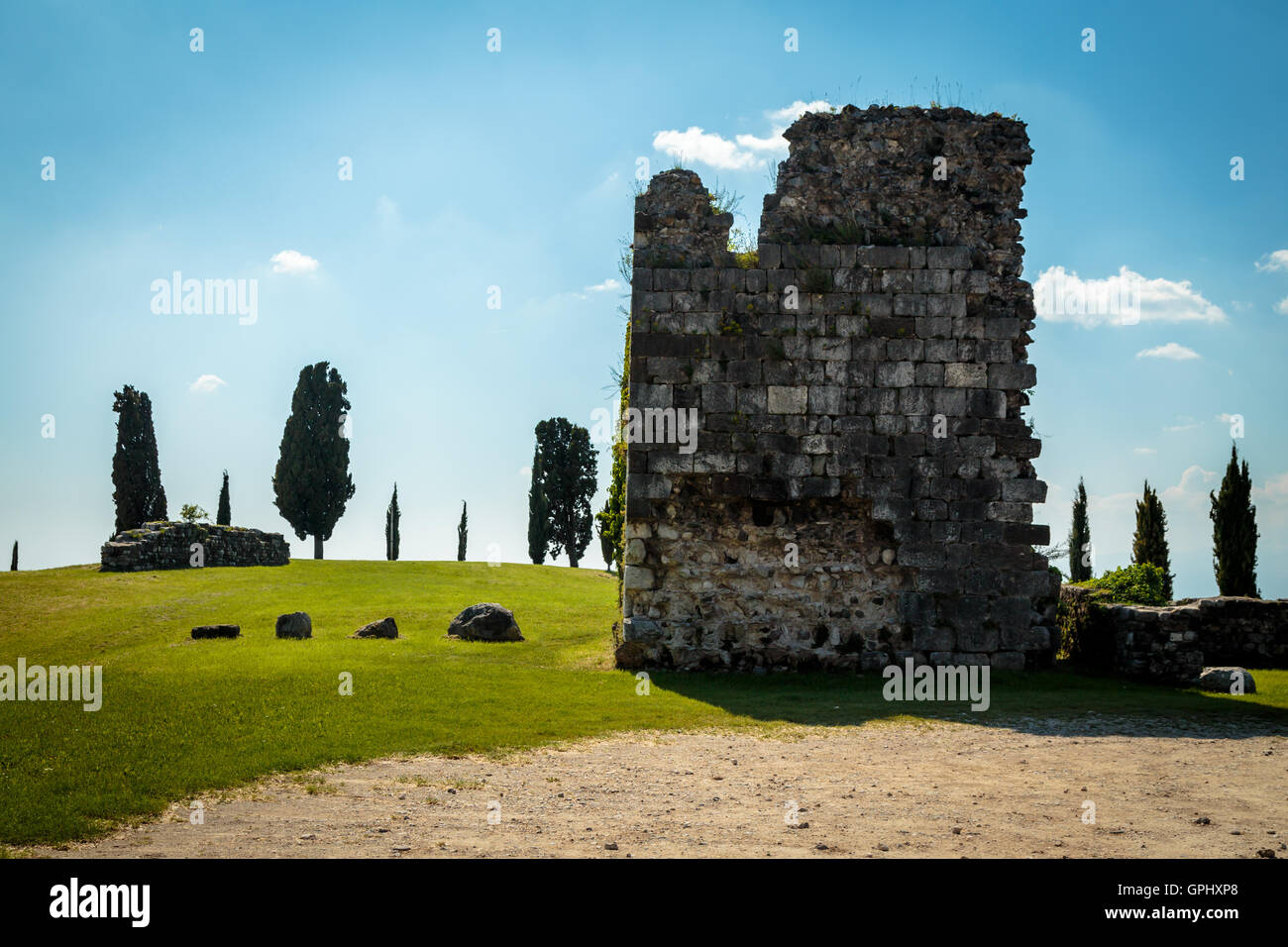 A ruined Italian castle in a spring day Stock Photo - Alamy