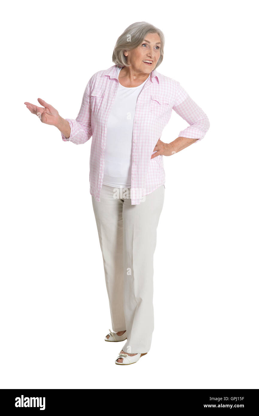 Emotional elderly woman Stock Photo - Alamy