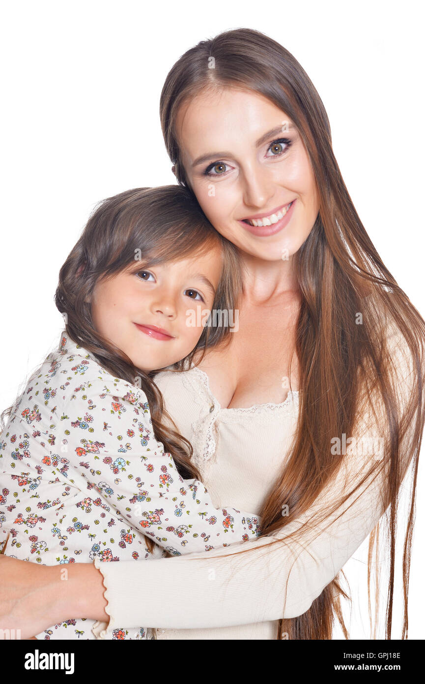 Beautiful mother hugs her daughter Stock Photo Alamy