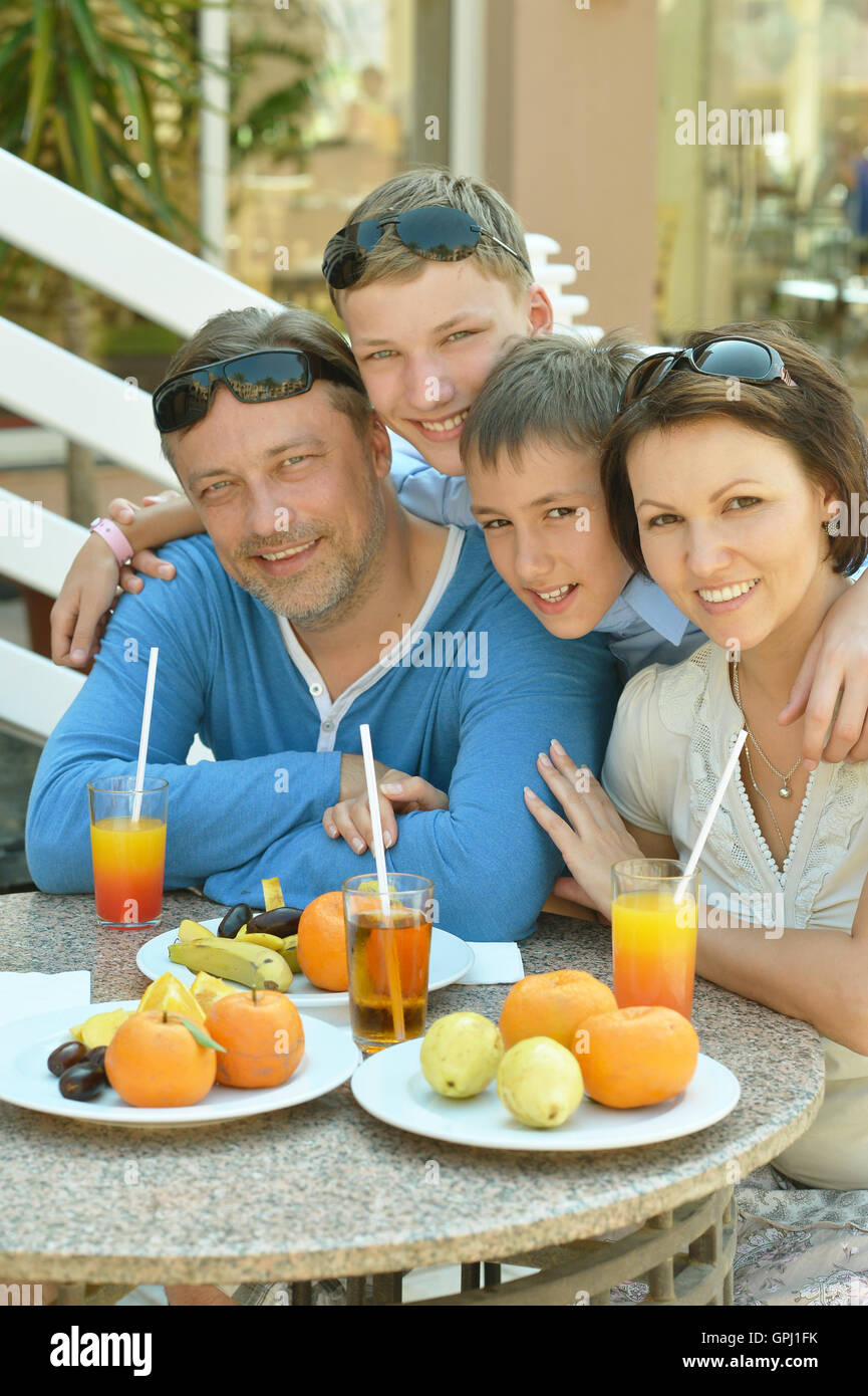 Happy family at breakfast Stock Photo - Alamy