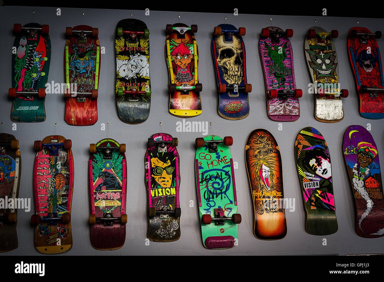 PHOENIX, AZ - FEB 20: Skateboards from the 80s and 90s on display at  SkaterCon, a gathering of skateboarders, and fans Stock Photo - Alamy