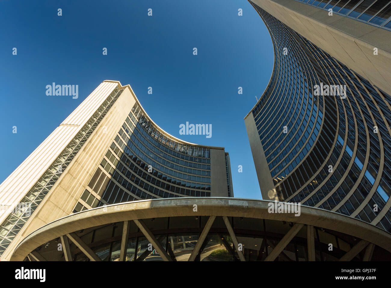 Toronto City Hall close up, taken from under the dome in Toronto, Ontario. Stock Photo
