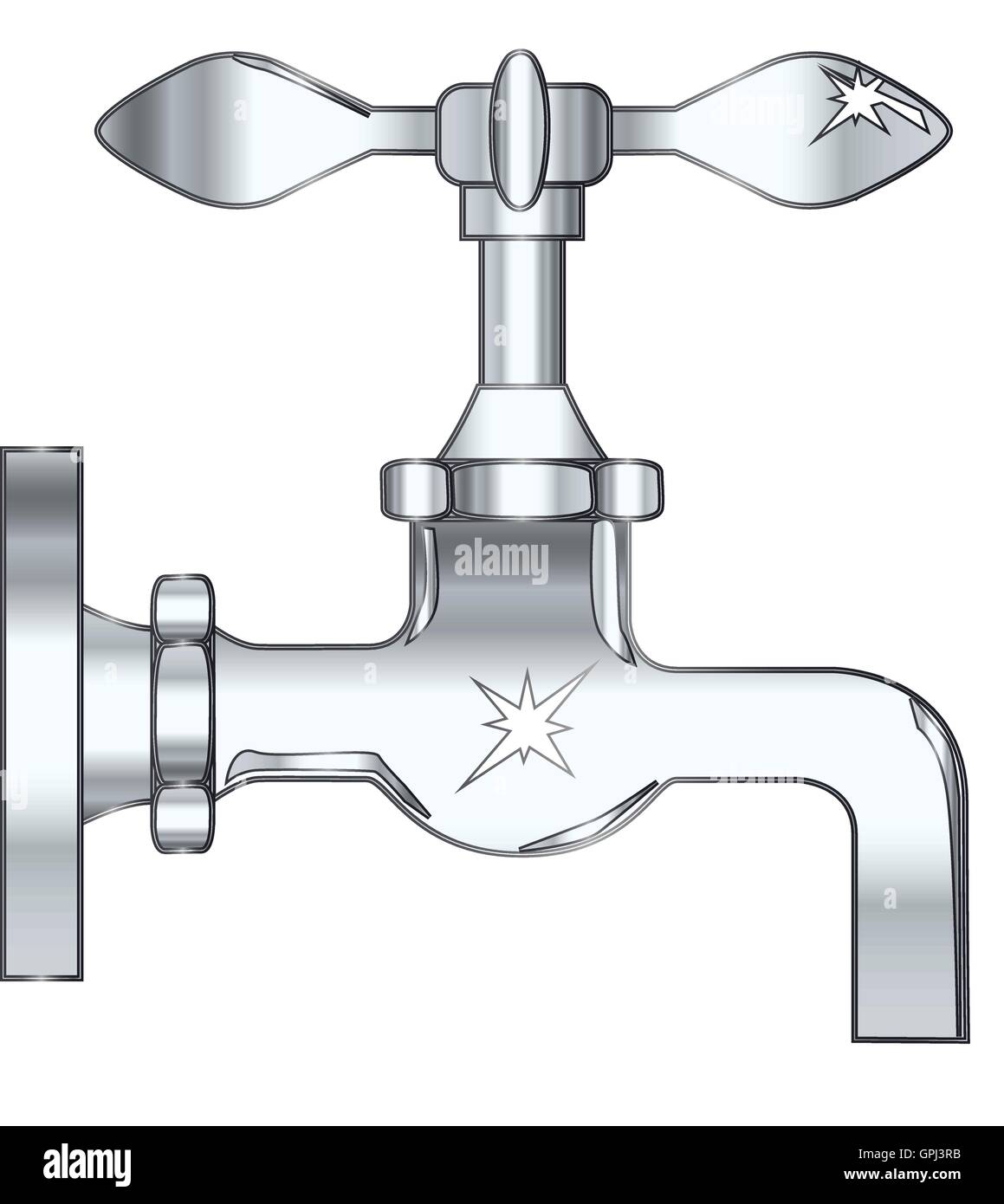 A chrome water tap isolated over a white background Stock Vector Image ...