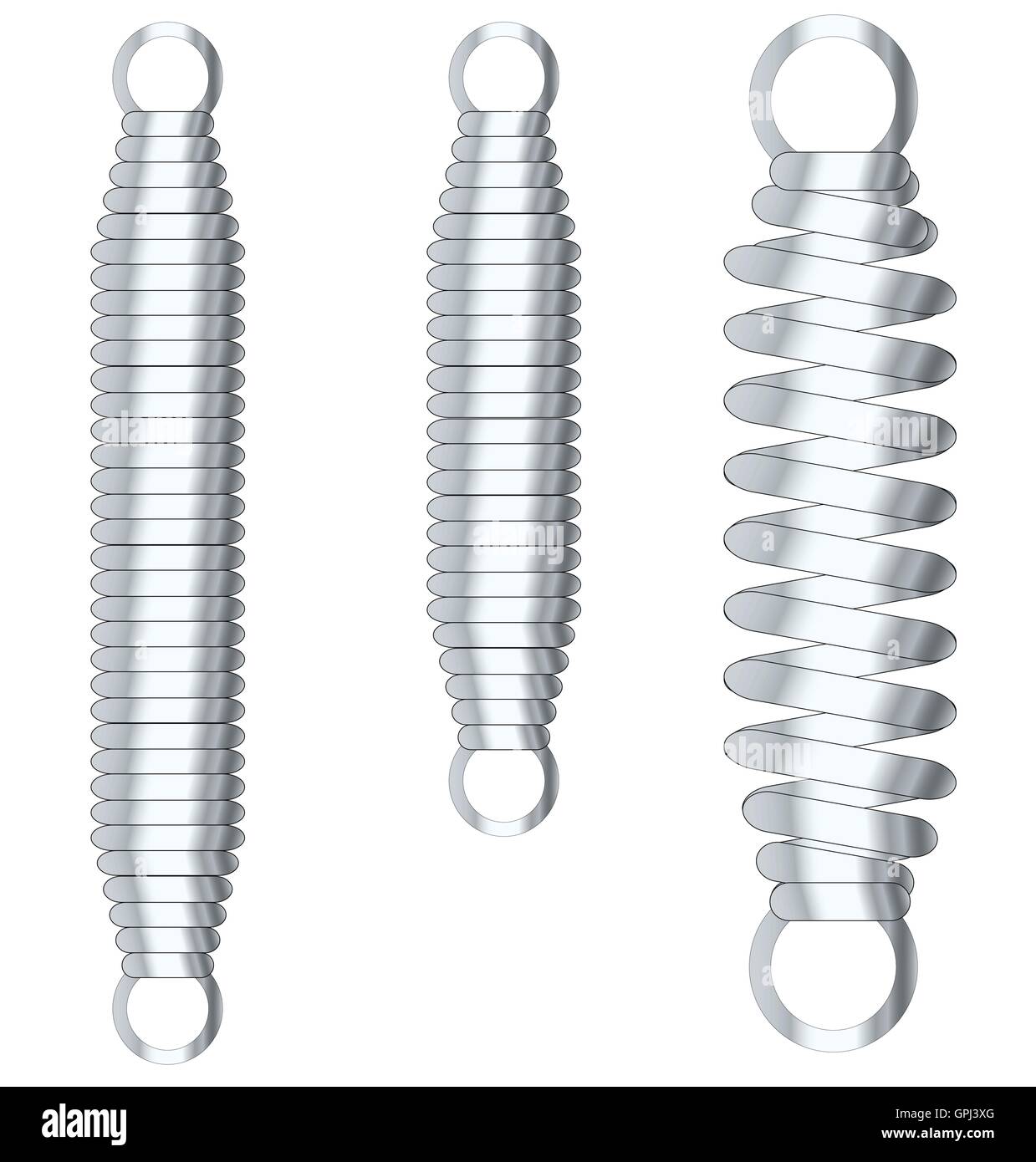A set of three tension springs as found on many pieces of equipment. Stock Vector