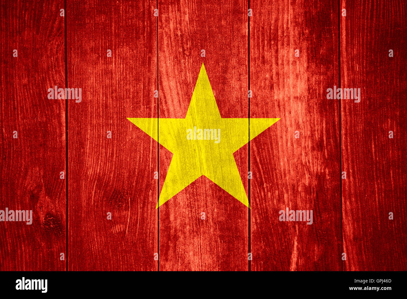 flag of Vietnam or Vietnamese banner on wooden background Stock Photo ...