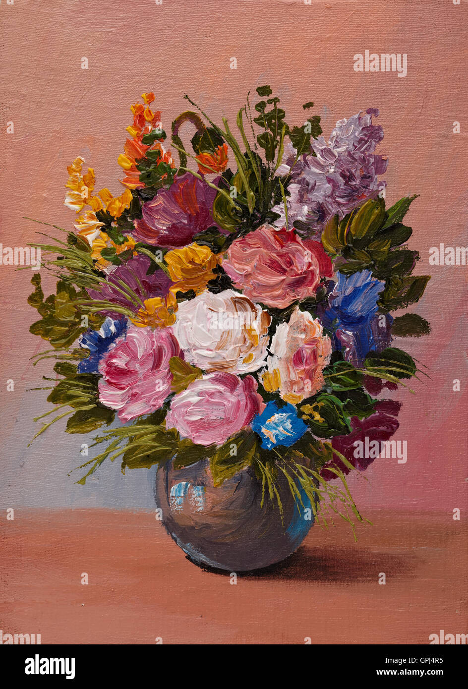 Oil Painting - still life, a bouquet of flowers Stock Photo - Alamy