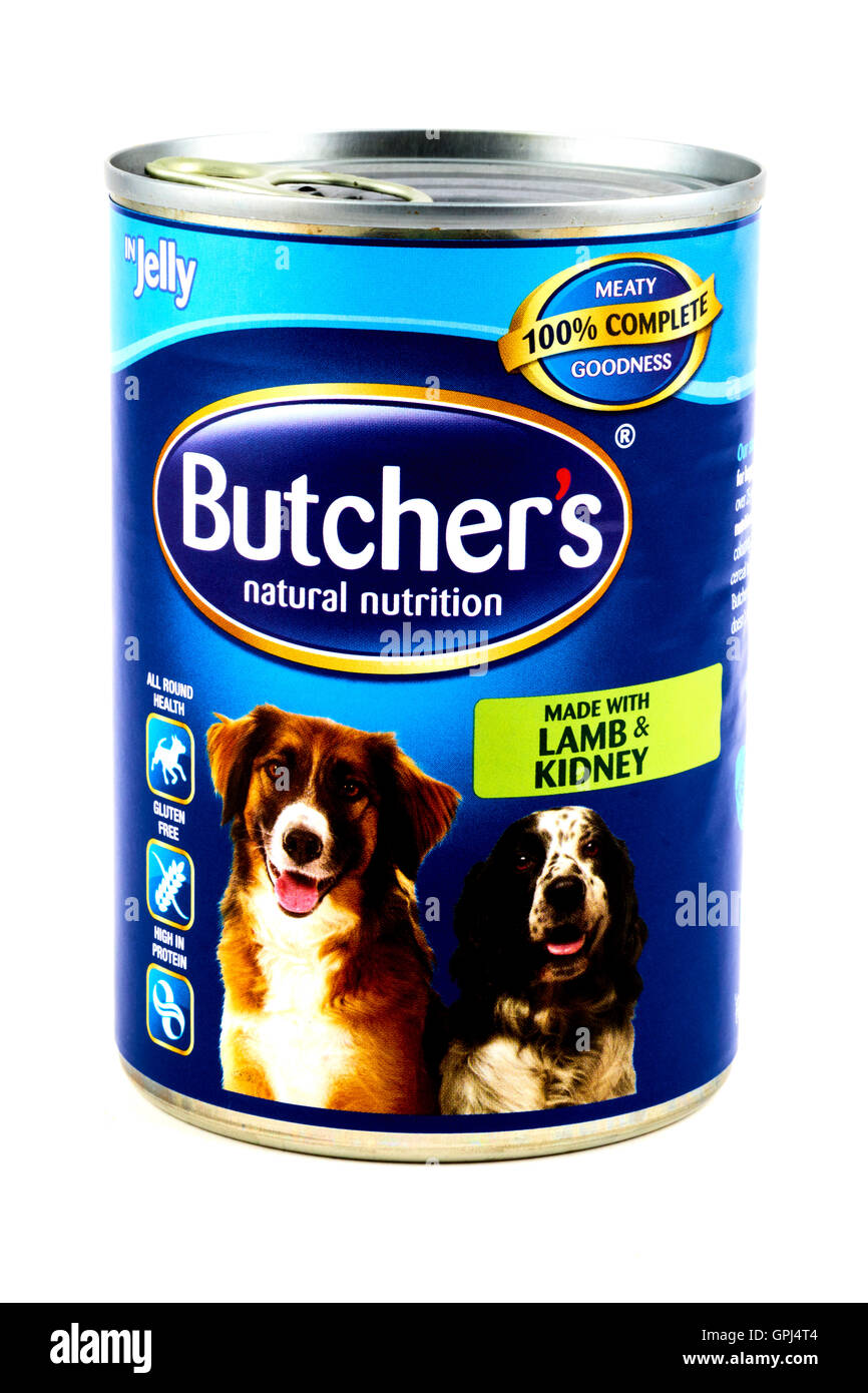 Butcher's Lamb & Kidney In Jelly Dog Food Stock Photo