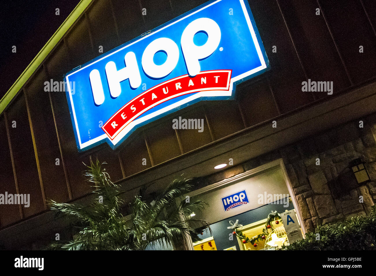 An Ihop restaurant in West Hills California at night Stock Photo