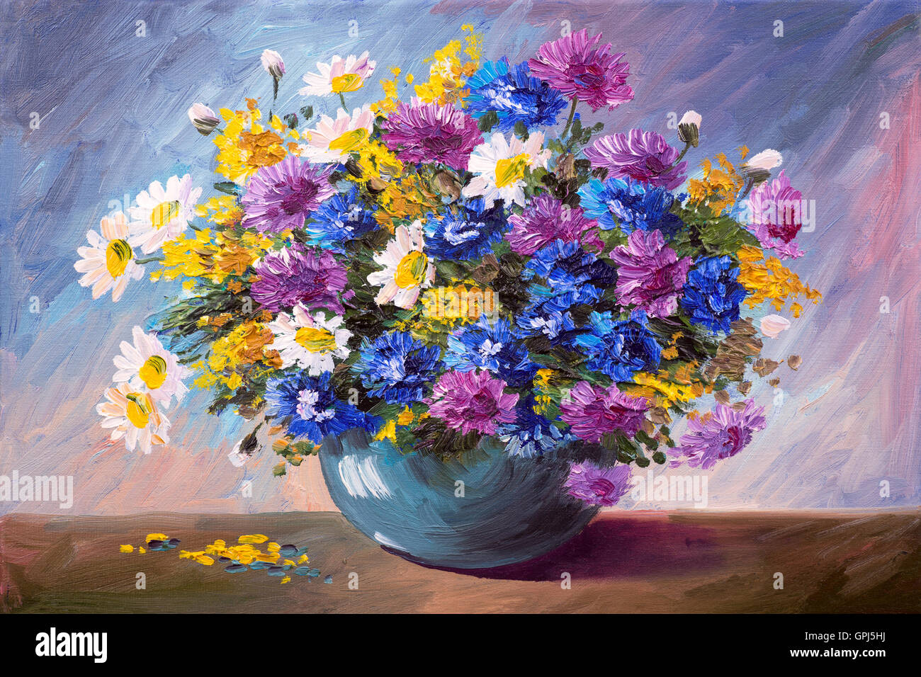 oil painting bouquet of wildflowers Stock Photo Alamy