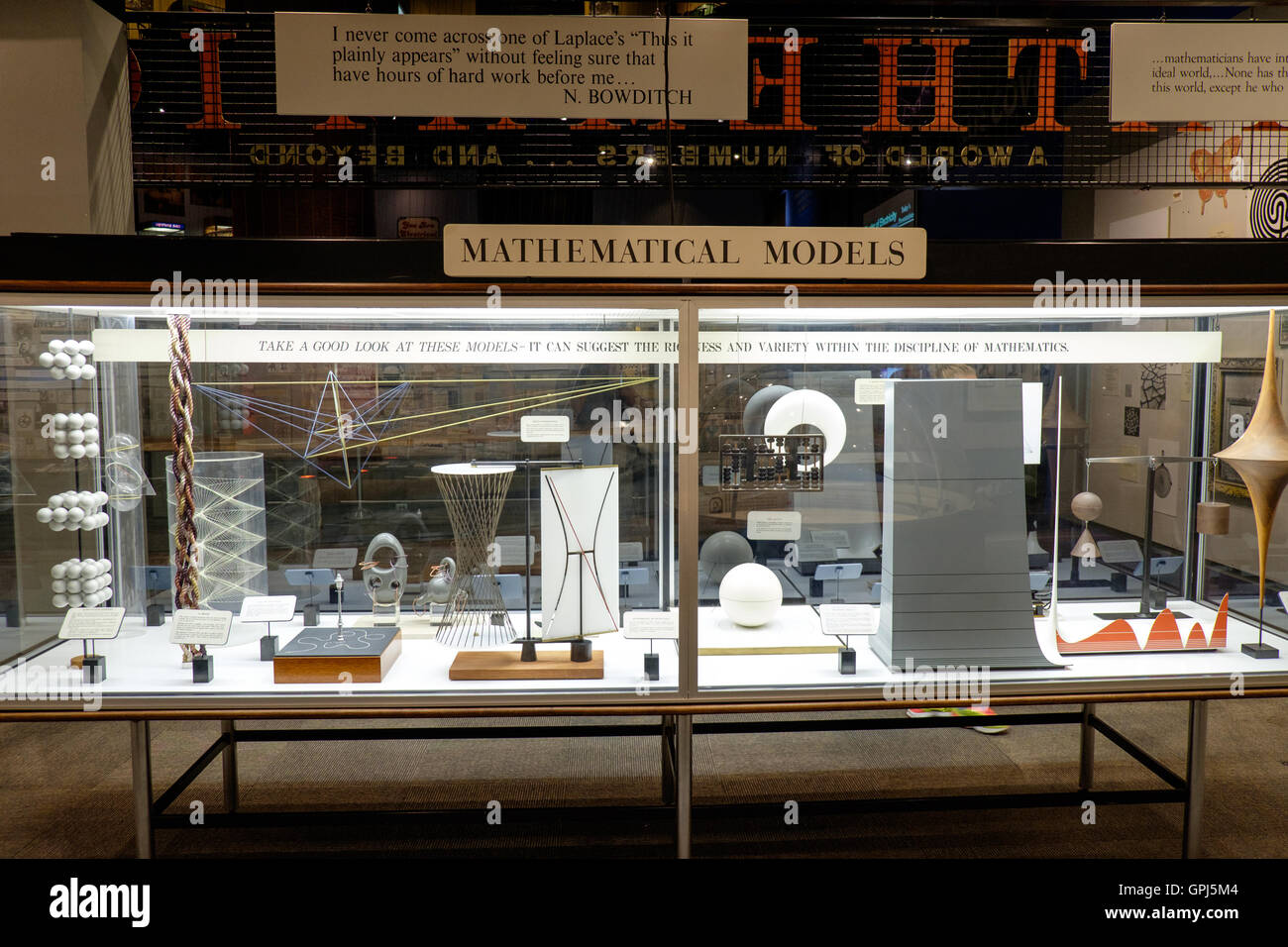'Mathematica' permanent exhibit of mathematics in Museum of Science Boston, USA Stock Photo