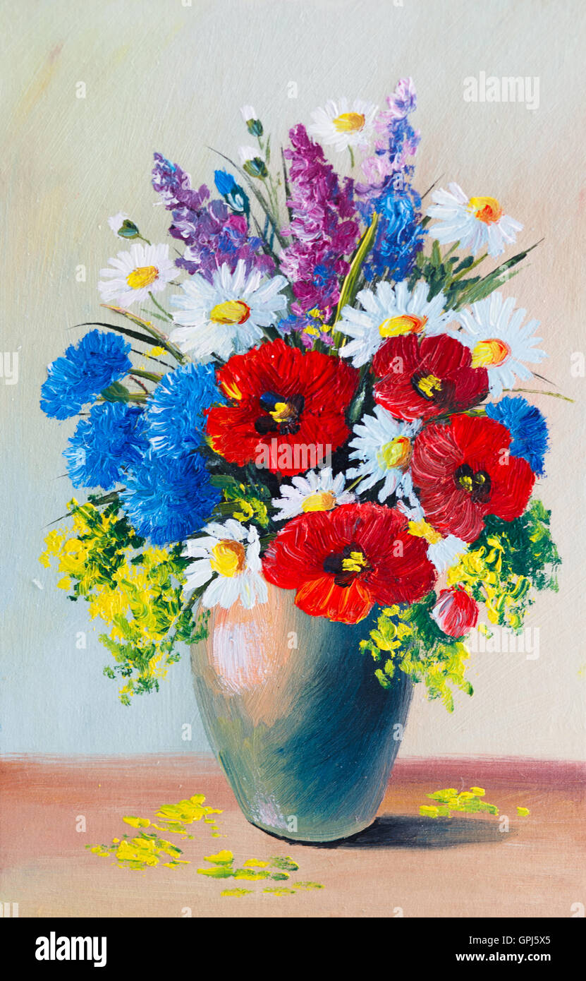 Oil Painting - still life, a bouquet of flowers Stock Photo - Alamy