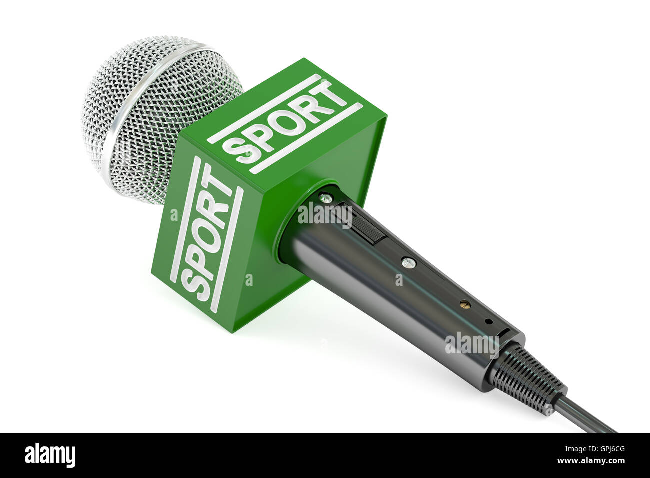 microphone sport news, 3D rendering isolated on white background Stock Photo