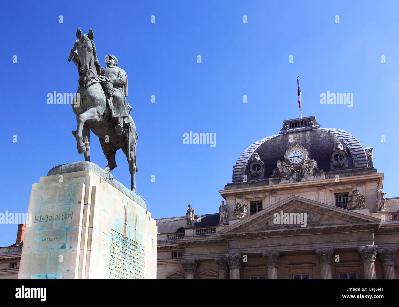 An statue of Joseph Joffre infront of the Ecole Militaire, Place Joffre, Paris, France, Europe Stock Photo