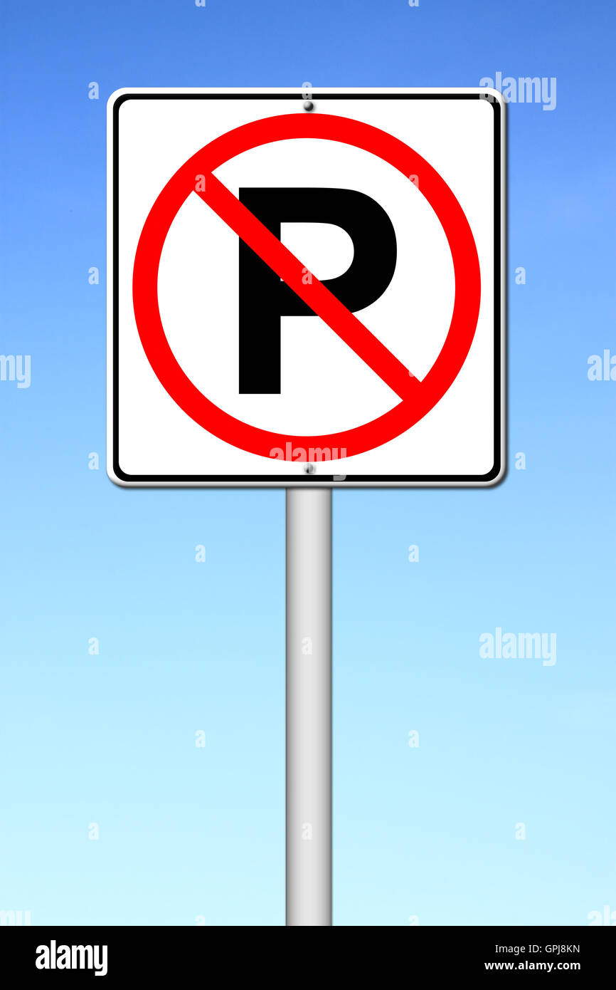 No parking sign over blue sky Stock Photo - Alamy